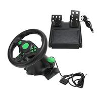 CCYLEZ 180 Degree Rotation PC Racing Wheel Game Steering Wheel with Vibration Feedback and Spring Loaded Pedals for 360, PC