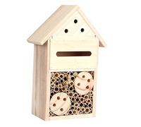 CCYLEZ Garden Wooden Bee House Natural Room Shelter for Outdoor Decor 34.5x25.5x4cm (B)