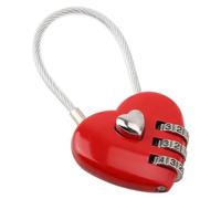 CCYLEZ Heart Shape 3 Digit Code Lock Stylish Portable Padlock for Luggage Travel Couples Zinc Alloy Durable (Red)