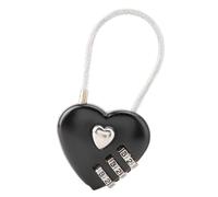 CCYLEZ Heart Shape 3 Digit Code Lock Stylish Portable Padlock for Luggage Travel Couples Zinc Alloy Durable (Black)