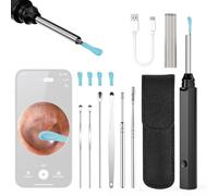 CCYLEZ LED Ear Cleaning Tool with Built in Light and Soft Silicone Tip Rechargeable Ear Wax Remover for Family Health Check (Black)
