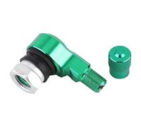 CCYLEZ Universal 11.3mm Tire Valve Stem Caps 90 Degree Aluminum Alloy 2pcs with Lock Nut for Motorcycle Air Pressure Check (Green)