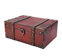 CCYLEZ Vintage Wooden Storage Box with Lock, Decorative Treasure Chest