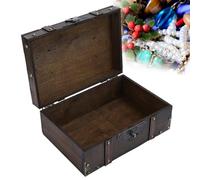 CCYLEZ Vintage Wooden Storage Box with Lock, Decorative Treasure Chest