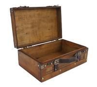 CCYLEZ Wood Storage Trunk, Wooden Treasure Chest, Vintage Suitcase Case with Antique Bronze Latch, for Home Storage Photography Props (Small)