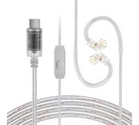 CCZ C03 IEM Cable, Replacement USB C Type-C Earphone Cable, Upgraded in Ear Monitor Wire with Microphone, 1.2m 4N Silver-Plated OFC Dual Parallel Headphone Wire (Silver, QDC Type-C)