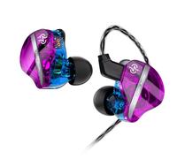 CCZ DC01 PRO HiFi In Ear Monitors Earphone Powerful Bass Diaphragm Pro V-shape Tune Wired Gaming Earbuds Headphones with True 0-Latency Cable HD Microphone for Music Calling Gaming (Purple, no mic)