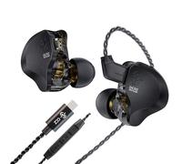CCZ DC02 IEM Earphones, USB-C 4Cores 4N OFC Gaming Earbuds Wired with Mic, 10mm DD Dual Magnetic Circuit, PU and PET Composite Diaphragm DJ Headphones, Deep Bass In Ear Monitors for Musicians