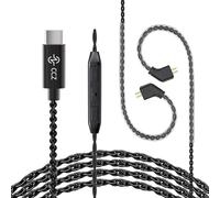 CCZ Melody IEM Cable with Mic, Replacement USB C Type-C Earphone Cable, 4N OFC in Ear Monitor Wire Headphone Extension Cords for CCZ DC01 Pro/DC02/DC03/MC02, KBEAR KS1/KS2/Storm (Black, TFZ Type-C)