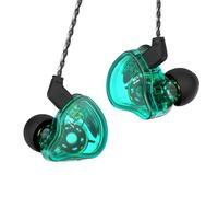 CCZ Melody in Ear Monitors Wired Earbuds in-Ear Earphones Headphones without Microphone IEM HIFI Bass with 1DD 1BA, Ear fins, 4N OFC Cable for Musicians,Singer, Drummer, on Stage,Studio (No mic, Cyan)
