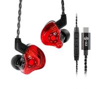 CCZ Melody USB-C Headphones, 1DD 1BA Drivers, Comfortable Ear Fins, Type-C Earbuds for iPad, Samsung Galaxy S23-S20 (Red, USB-C with Microphone)