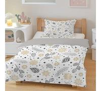 CCZM Black Pinecones Bedding - Cot Bed Duvet Cover Set, Gold Snowflakes Pine Needles Reversible Bedding Set, Soft Microfibre Quilt Cover and 1 Pillowcases, Black Dots Soft Bed Sets, F-723