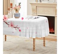 CCZM Cherry Blossom Wipeable Tablecloths Oval 153x215 cm (60x84 Inch), Spring Floral Table Cloth, Waterproof Polyester Fabric Table Cover, Cottagecore Decorations for Sommer Spring, G-128