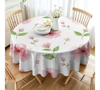 CCZM Cherry Blossom Wipeable Tablecloths Round 110cm, Watercolor Flowers Table Cloth, Waterproof Polyester Fabric Table Cover, Spring Floral Decorations for Sommer Spring, H-643