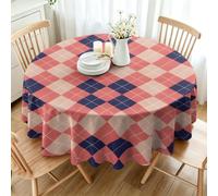 CCZM Diamond Wipeable Tablecloths Round 140cm, Ethnic Geometric Table Cloth, Waterproof Polyester Fabric Table Cover, Vintage Decorations for Sommer Spring, P-107