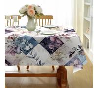 CCZM Floral Patchwork Wipeable Tablecloths Oval 155x350 cm (61x137 Inch), Boho Botanical Table Cloth, Waterproof Polyester Fabric Table Cover, Vintage Flower Decorations for Sommer Spring, H-698