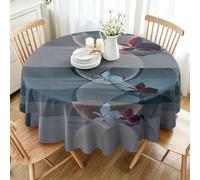 CCZM Geometric Floral Wipeable Tablecloths Round 130cm, Modern Art Table Cloth, Waterproof Polyester Fabric Table Cover, Minimalist Circle Decorations for Sommer Spring, H-693