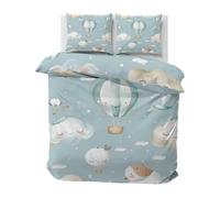 CCZM Hot Air Balloon Duvet Cover Sets Double Bedding Set, Reversible Cartoons Clouds Quilt Cover, Plane Bed Sets with Zipper Closure and 2 Pillowcases, Y-96
