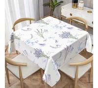 CCZM Lavender Bouquet Wipeable Tablecloths Square 160x160 cm (63x63 Inch), Butterfly Floral Table Cloth, Waterproof Polyester Fabric Table Cover, Bridal Aesthetic Decorations for Sommer Spring, H-373