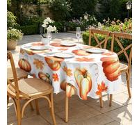 CCZM Oval Tablecloths 100x228cm Waterproof with Maple Leaf Pumpkin Pattern