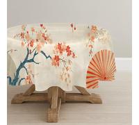 CCZM Round Table Cloth 120cm, Japanese Ukiyo-e Polyester Fabric Wipeable Tablecloths, Water Resistant Table Cover, Sommer Spring Cherry Blossom Asian Floral Decoration, G-131