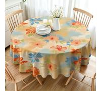 CCZM Round Tablecloth 150cm Waterproof with Hibiscus Flower Pattern
