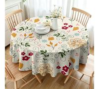 CCZM Round Tablecloth 150cm Waterproof with Retro Floral Pattern