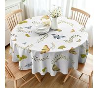 CCZM Round Tablecloth 150cm Waterproof with Vintage Butterfly Pattern