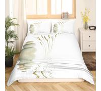 CCZM Stone Bedding - King Size Duvet Cover Sets, Zen Style Reed Reversible Bedding Set, Soft Microfibre Quilt Cover and 2 Pillowcases, Landscape Bed Sets, E-813