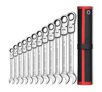 CCZRD Flex Head Ratcheting Combination Wrench Set Chrome Vanadium Steel Ended Spanner for Mechanics Auto Repair Household Tool Kit Made Well Flexible Use(12pcs(8-19mm))