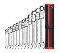CCZRD Flex Head Ratcheting Combination Wrench Set Chrome Vanadium Steel Ended Spanner for Mechanics Auto Repair Household Tool Kit Made Well Flexible Use(12pcs(6-24mm))