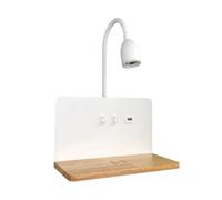 CCZRD Indoor LED Wall Lamp with USB Interface and Wireless Charging Modern 360° Rotatable Light with Switch Bedside Night Lights(White)