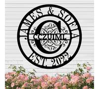 CCZUIML Custom Metal Name Sign - Personalized Last Name Sign Door Hanger - Outdoor Metal Sign Wedding Gift - Monogram Last Name Signs for Home - Wedding Gift, Family Name Sign, Housewarming Gift