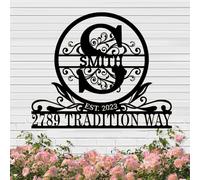 CCZUIML Custom Metal Name Sign - Personalized Last Name Sign Door Hanger - Outdoor Metal Sign Wedding Gift - Monogram Last Name Signs for Home - Wedding Gift, Family Name Sign, Housewarming Gift