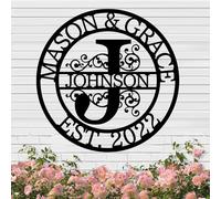 CCZUIML Custom Metal Name Sign - Personalized Last Name Sign Door Hanger - Outdoor Metal Sign Wedding Gift - Monogram Last Name Signs for Home - Wedding Gift, Family Name Sign, Housewarming Gift