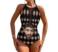 CCZUIML Personalised Swimsuit for Women, Custom Face Photo Bathing Suits Woman for Summer Beach Vacation Party Holiday, Funny Personalised Gifts with Photo Picture for Lover Personalised Gifts