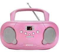 CD Boombox Portable Pink Plastic Compact AM/FM LED Display 3.5mm Player Stereo