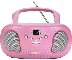 CD Boombox Portable Pink Plastic Compact AM/FM LED Display 3.5mm Player Stereo