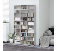 CD Cabinet Concrete Grey 102x16x177.5 cm Engineered Wood Tall Storage SpaceSaver