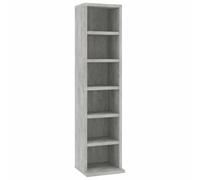 CD Cabinet Concrete Grey Made of Wood Material 21 x 20 x 88 cm with 6 Open Compartments Compact Space Saving for Living Room and Office as Storage and Storage Solution