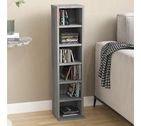 CD cabinet Grey Sonoma 21x20x88cm Engineered Wood 6 Open Compartments Slim Shelf