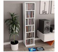CD Cabinet Slim White Engineered Wood 6-Compartment 21x20x88cm Vertical Storage