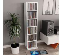 CD Cabinet White 21x20x88cm Engineered Wood 6 Open Compartments Slim SpaceSaver