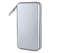 CD Case, Siveit DVD Case Holder 96 Capacity Hard Plastic CD DVD Disc Cases Storage Binder Wallet for Car Home Office Travel (Grey)