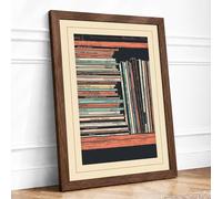 CD Collection Archive Retro Framed Wall Art Print A1 (84.1×59.4cm) Walnut, Wall Decor for Living Room, Bedroom, Office & Home, Ready to Hang, Art Gift