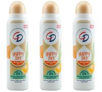 CD Deo Spray HAPPY DAY 3 X 150Ml 24H Protection - With Essential Mandarin Oil