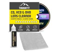 Toughty CD Cleaner Disc for CD Player - VCD & DVD Cleaner Disc for DVD Player - Safe Brush Cleaning Removes Dust & Debris for Clear Audio & Smooth Playback - Easy Maintenance for Home & Car Systems