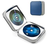 CD DVD Case, 40 Discs Capacity Portable Travel CD Case Storage Album Bag Plastic Bag Case - Double Side DVD DJ Disc Organizer with Hand Strap Protective Zipper Storage Wallet Hand Bag (Blue)