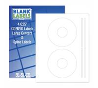 CD/DVD Label Full Face | Qty 20 Disc, 40 Spine | 10 Sheets Total | Permanent White Matte | Compatible with Inkjet and Laser Printer | Blank Labels