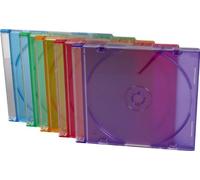 CD DVD MULTI-COLOURED SLIM JEWEL CASE PLASTIC BOX 10 PK